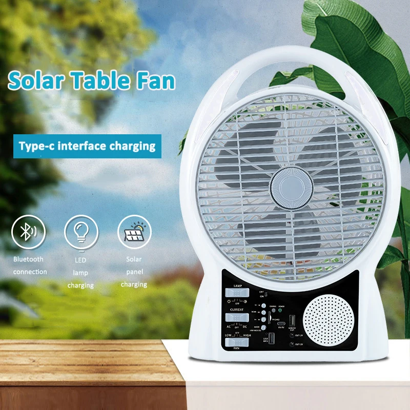 Hot Sale Stock Solar Power USB Fans 2 Gears Portable Rechargeable Table Fan