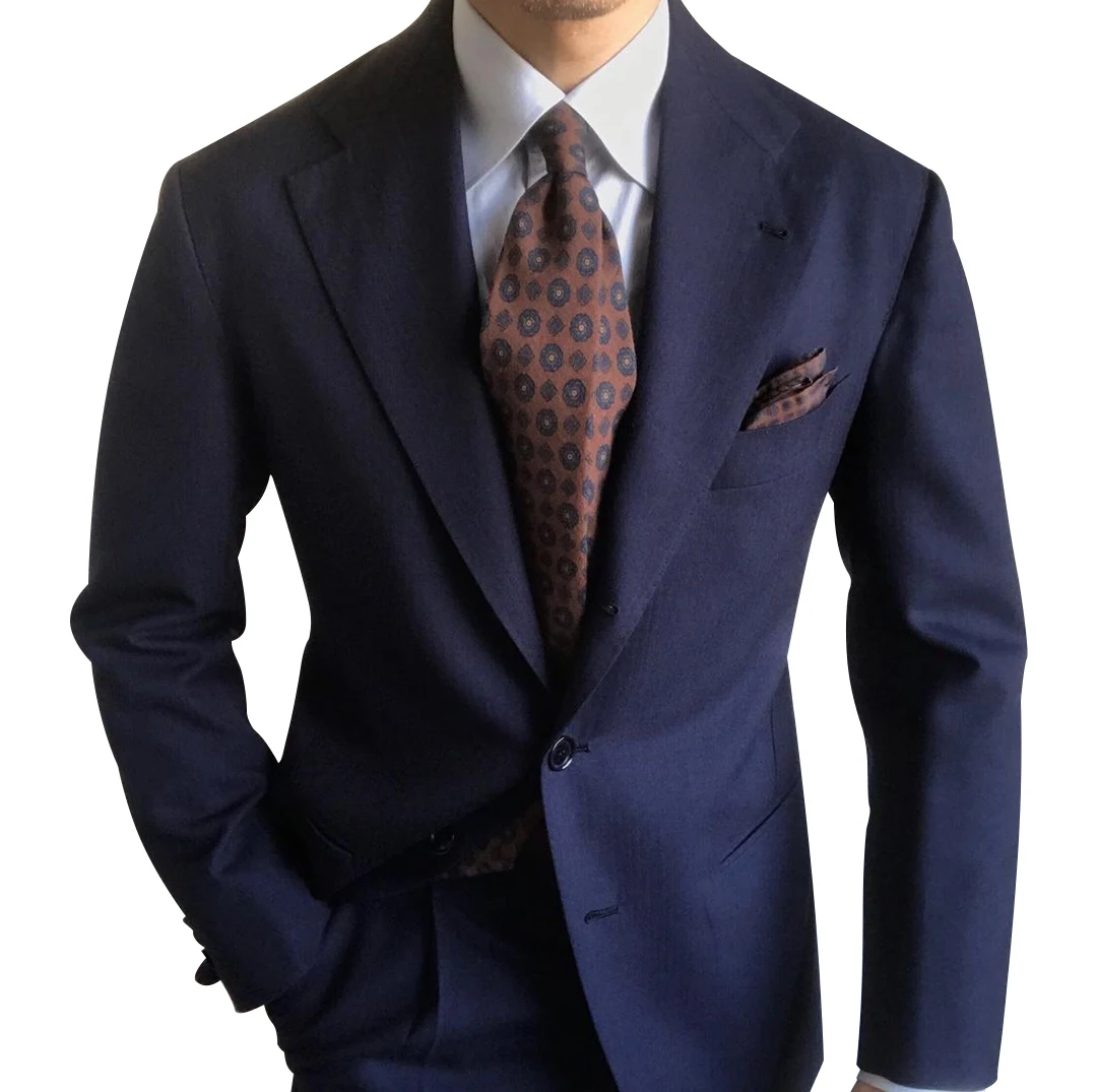 wholesale custom fabrics wool classic dark blue men suit single breasted man suit