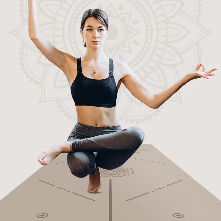 Position Line Laser Printed Yoga Mat  Anti-slip PU Rubber Yoga Mat  Fitness Yoga PU Mat
