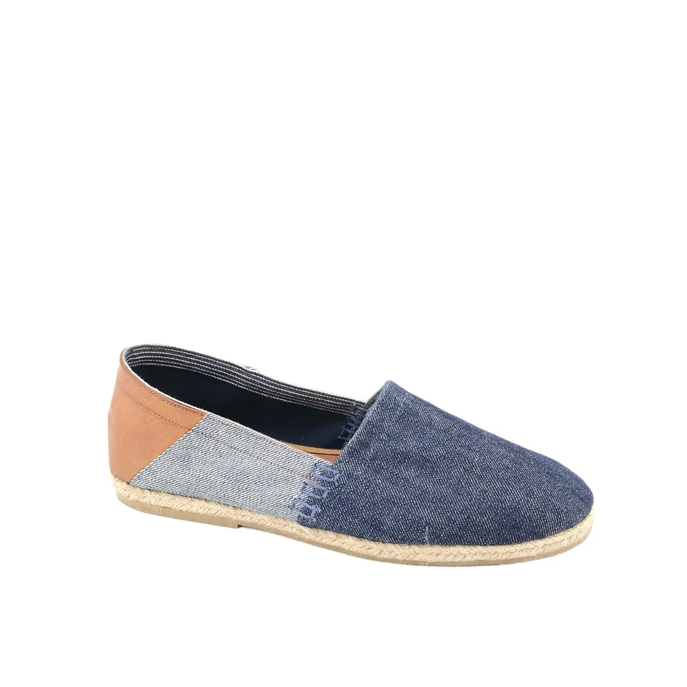 Высокое качество джутовая подошва летние джинсы вамп мужская повседневная обувь