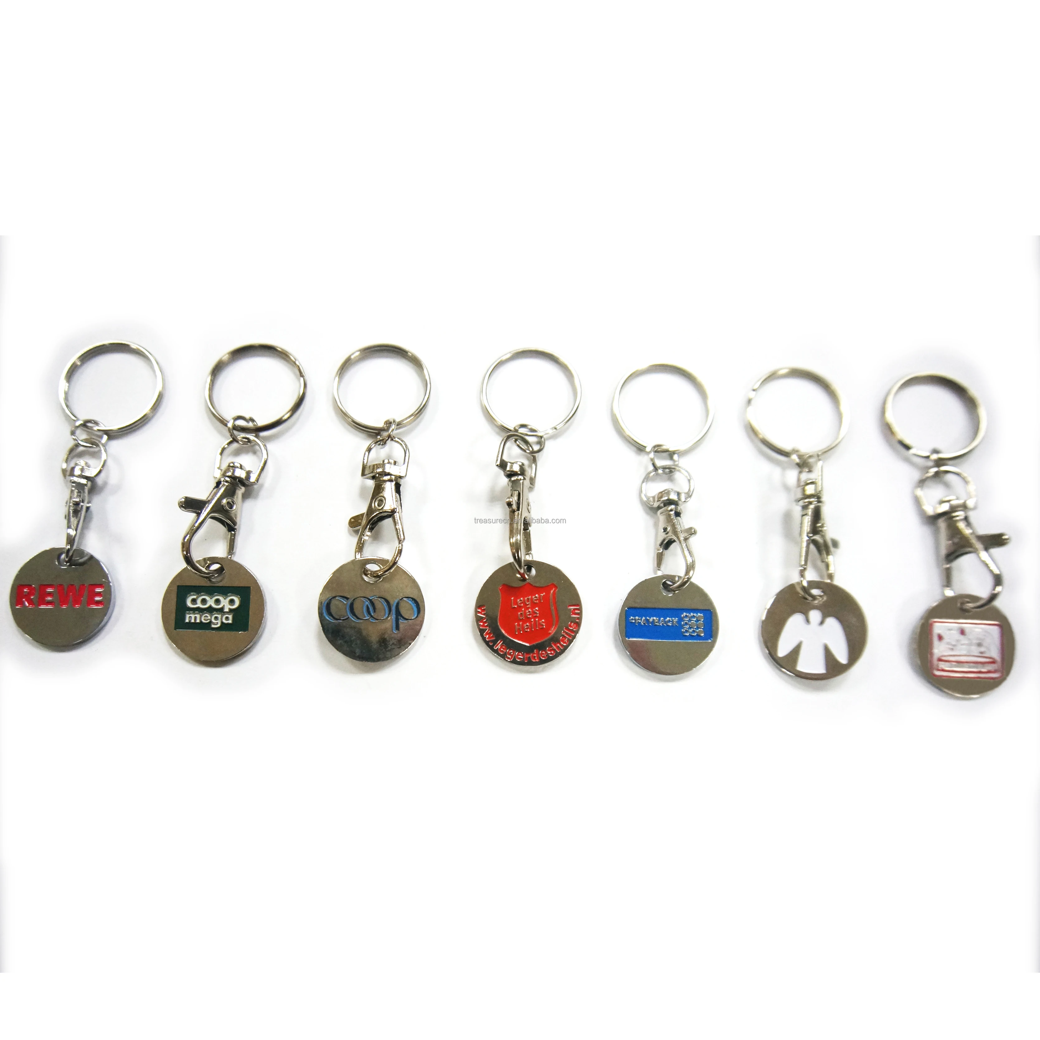 Custom high quality zinc alloy house shape shopping cart tokens keychain