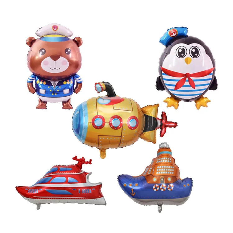 98*76cm submarine foil balloon helium boat ship inflatable globos for birthday party boy girl kids toy gift2022