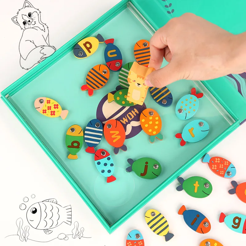 Wholesale Wooden Fishing Toy Fishing Game for Toddlers Educational Alphabet Learning and Counting Dropshipping