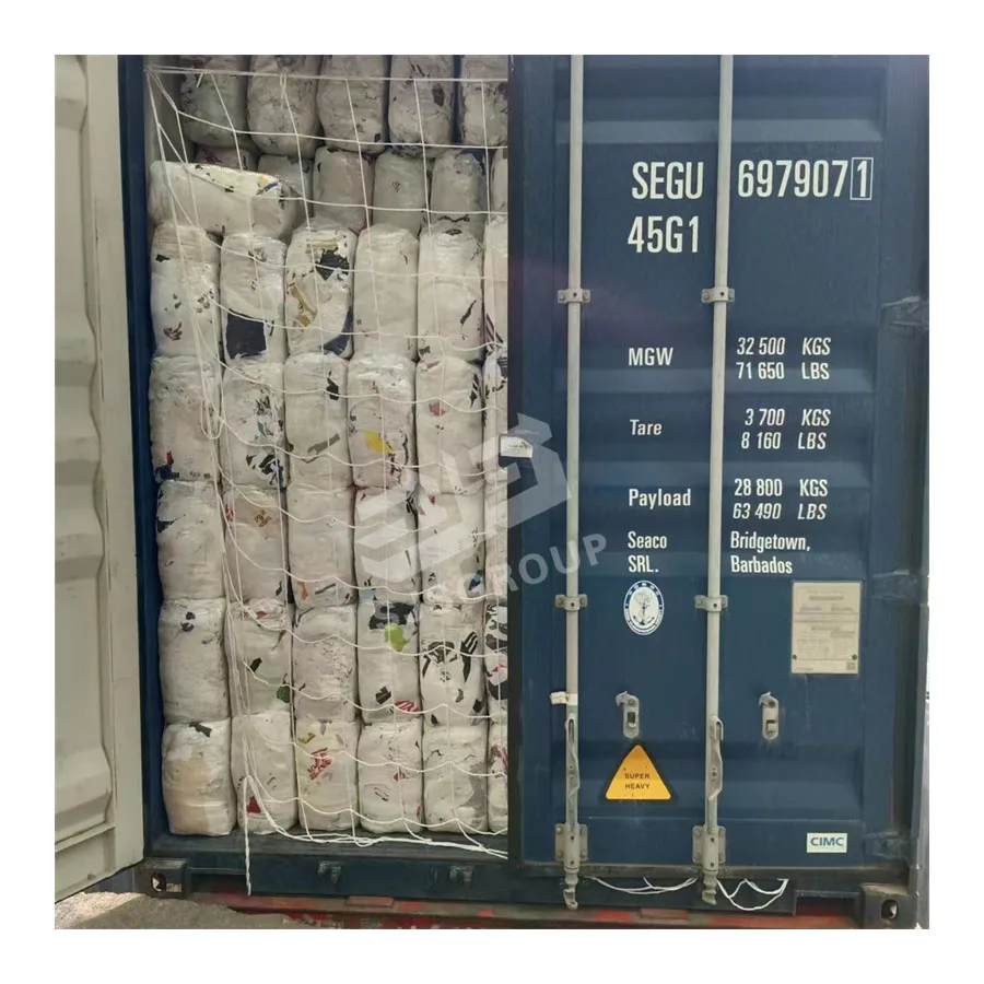 IMPA 232906 Cut Reused Printed White Old T-shirt Recycled Rags Textile Clips Cotton Waste Scrap Textile Waste Wiping Rags