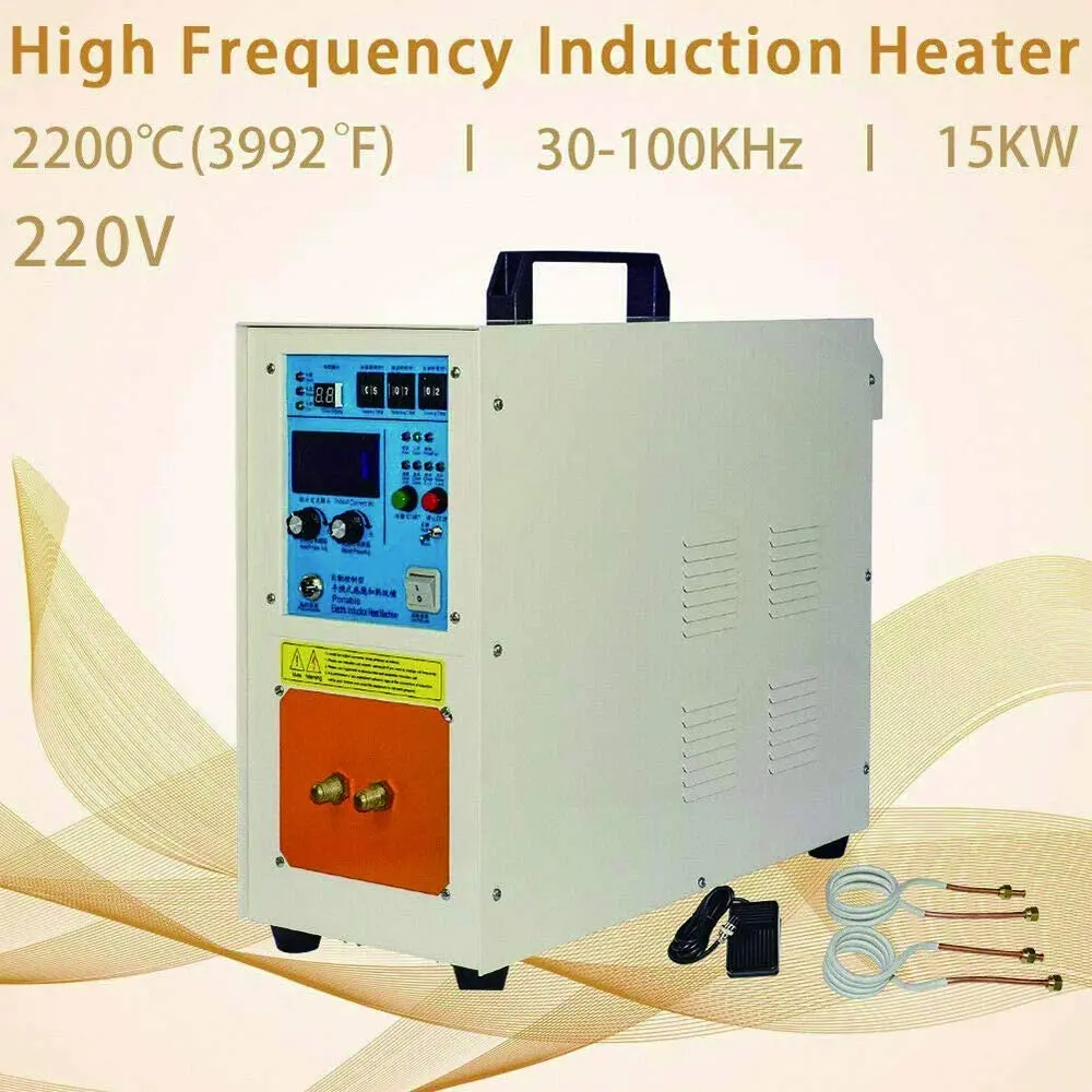 15KW 30-100KHz High Frequency Induction Heater Furnace 2200 Degree (3992 Fahrenheit) High Frequency Welding Machine Fast Heating