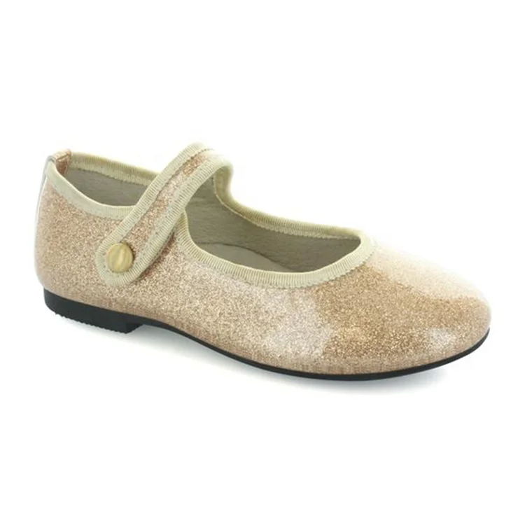 Manufacturer New Arrival Button Strap Mary Jane Metal Girls Flat Kids Dress Non Slip on Luxury Patent Leather Shoes