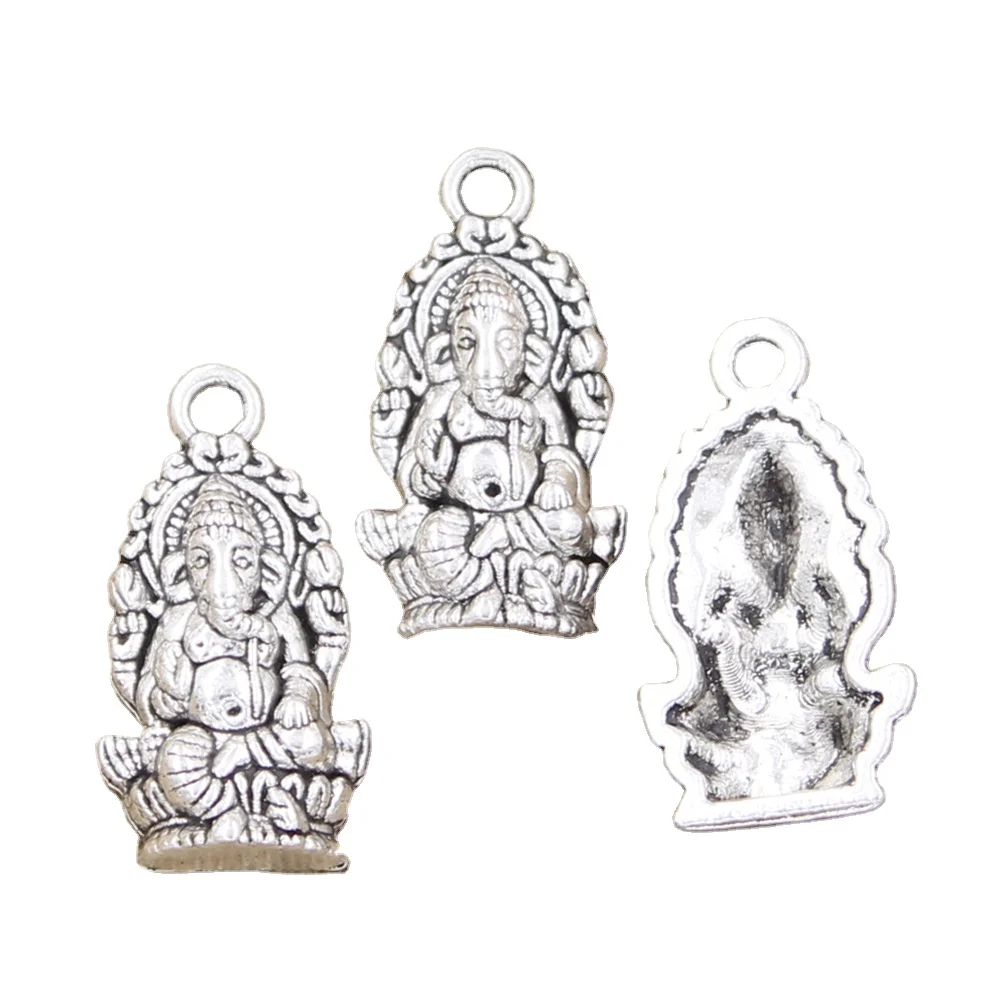 Подвески Ganesha слон Будда 26x14 мм тибетский серебряный цвет антикварные ювелирные изделия Сделай Сам ручной работы
