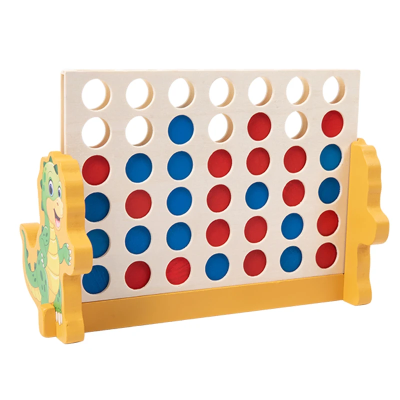 Wooden 2-player classic family strategy game 4 in a row game wooden board battle game for kids adults