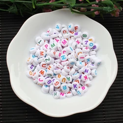 Fashion White Letter Alphabet Beads Plastic 4*7mm with Middle Hole Chunky Round Beads for Kids
