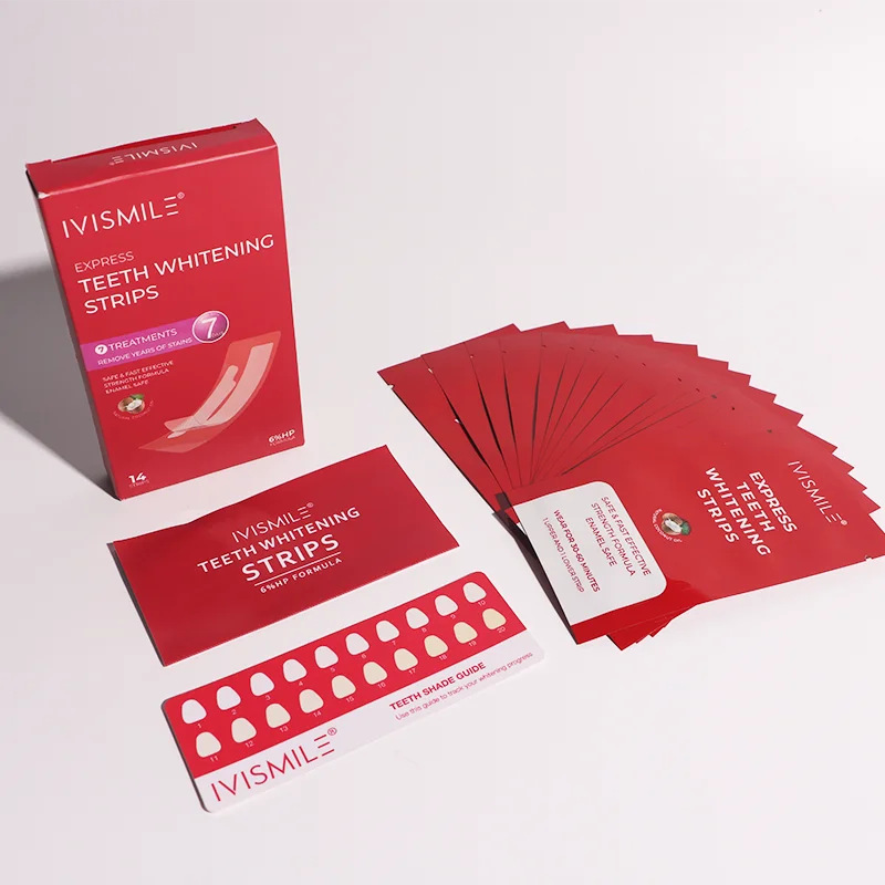 IVISMILE Wholesale Effectively Whiten Tooth Red Packaging 6%hp White Teeth Whitening Strips