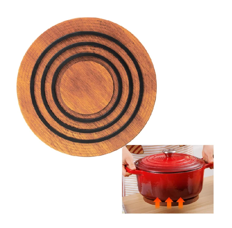 Kitchen Magnetic Pot Holder Compatible with Cast Iron Dutch Ovens Wood Acacia  Magnetic Wooden Trivet