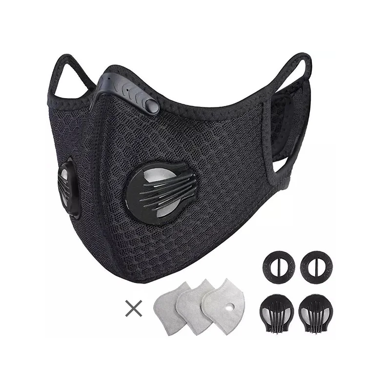 
Carbon Men 100%Cotton Tie On Cover Non Woven Washable Pm2.5 Riding Bike Cycling Sport Mouth Face Mask 