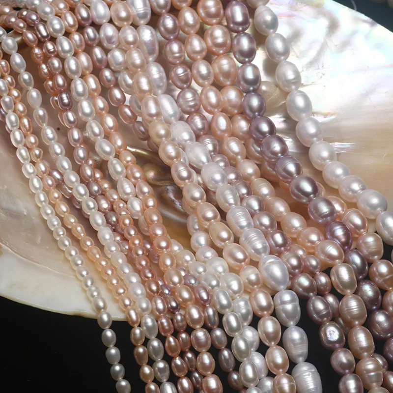 Wholesale natural freshwater rice shape pearl 3-9mm rice beads loose beads DIY jewelry bracelet necklace jewelry marking