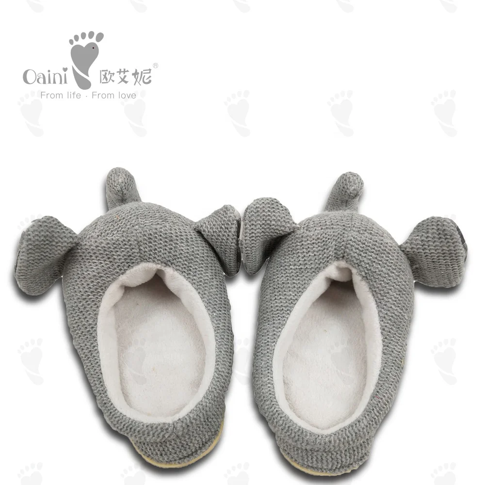 2023 ODM OEM Manufacturer Knitted Household Slippers Lovely Animal Soft Slipper Stuffed Elephant Kids Shoes