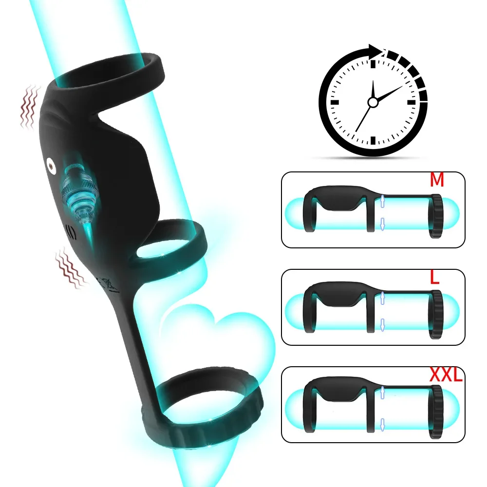 Male Prostate Massage Vibrator Silicone Penis Ring Delayed Ejaculation Device Sex Toys For Men