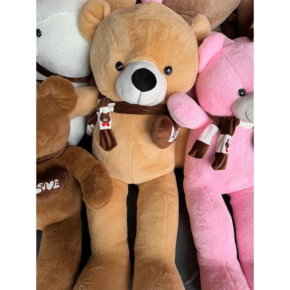Unstuffed Giant Teddy Bears With Scarf Love Heart Big Animal Soft Toy Peluches Stuffed Animal Toys Plushies Baby Toys