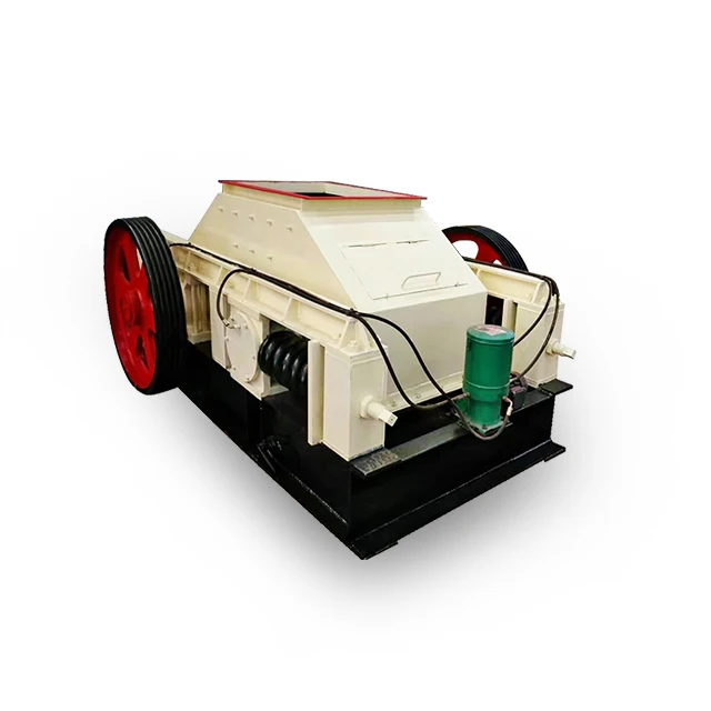 Manganese steel geared and smooth roll small slag hydraulic roller crusher with factory price