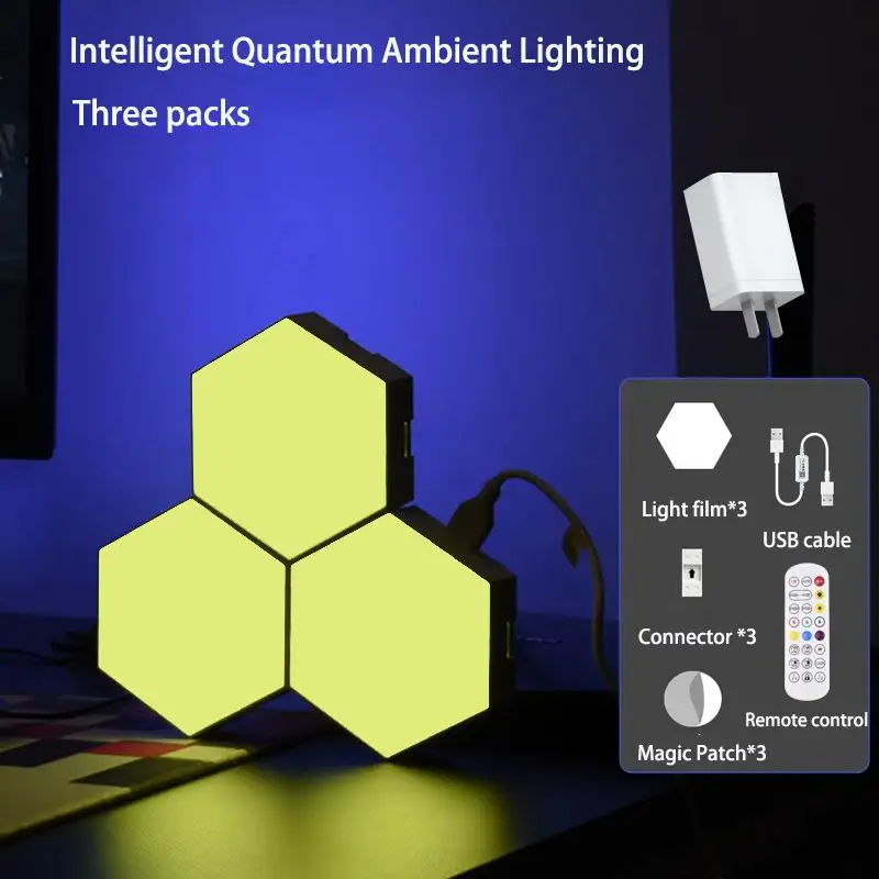 Modern Style Gaming Ambient LED Wall Light with Quantum Smart Backdrop Sound Control Sensor App Remote Acrylic Shade for Bedroom