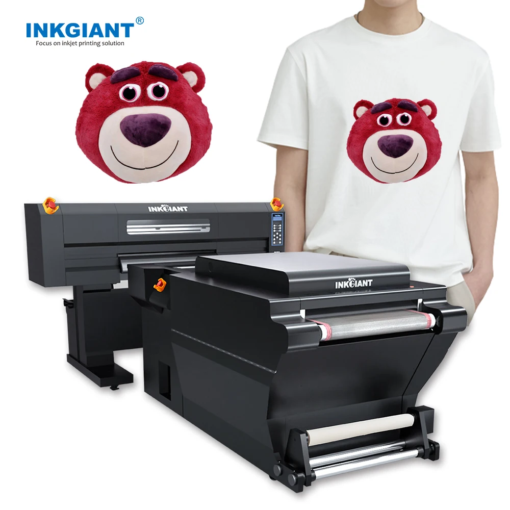 Efficient T-shirt printer with 4 pcs 3200 head white circulation system powder shaker dryer