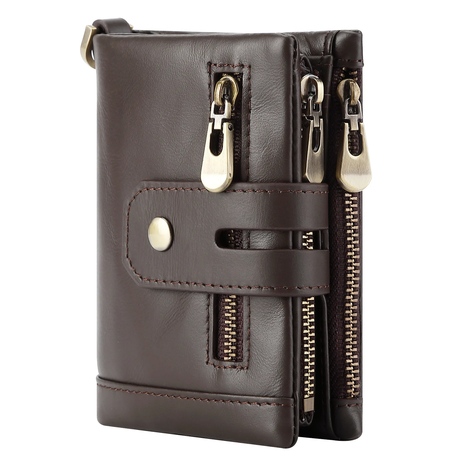 Hot Sale Anti-Theft Man Short Wallet Slim genuine leather wallet for men credit card holder multi-function wallet with zipper