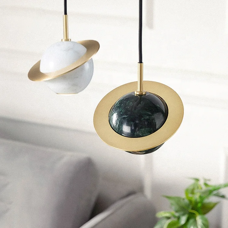 Planet marble living room modern hanging lights glass ball chandelier decorative pendant light JY9045