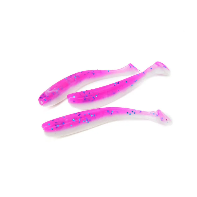 Artificial worm soft t tail fishing shad Double Color Fishing Lure