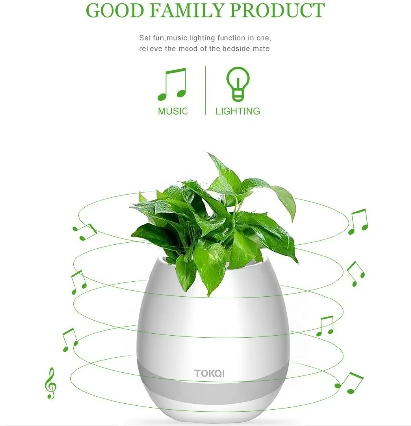 2023 New Designed Creative Gift Flower Pot That Can The Piano White Blue White Blue tooth Mode Music Flower Vase