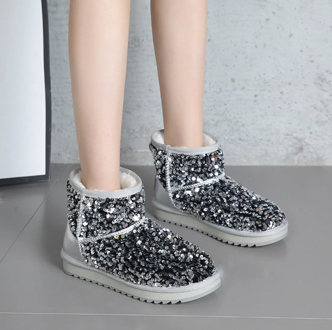 Модные женские теплые ботинки из овечьей кожи, новый дизайн, красивый внешний вид, повседневная женская обувь