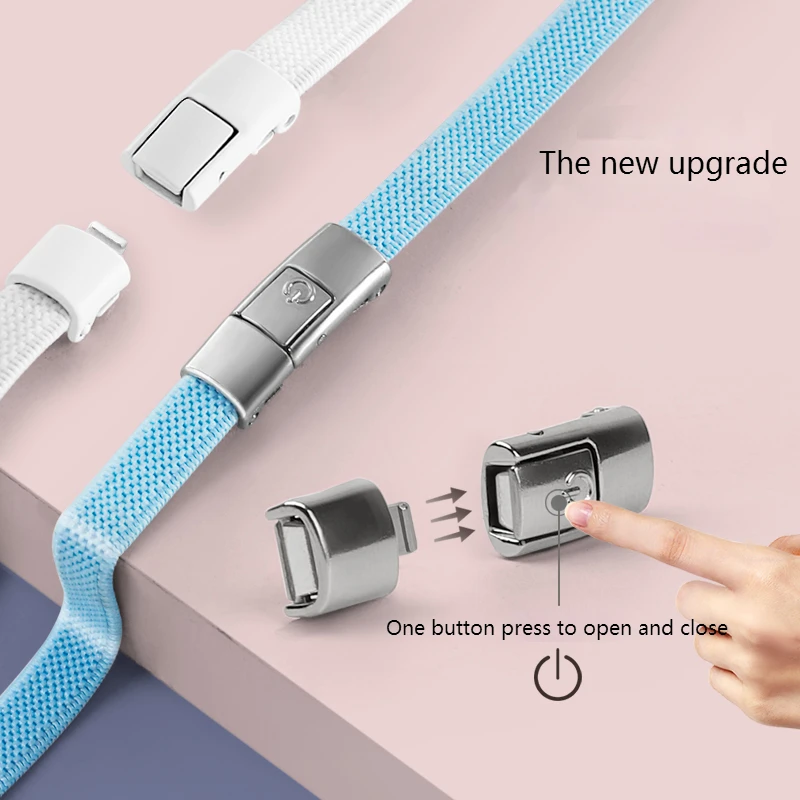 Luxury Press Lock lazy Elastic shoeLaces Sneaker 8MM Widened Flat Shoelace for Shoes No Tie sports Shoelaces