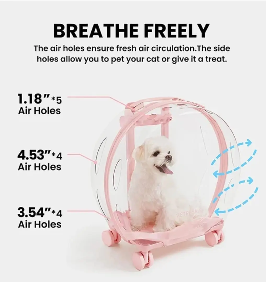 Pet Carrier with 2 Mats Clear Trolley pet Carrier