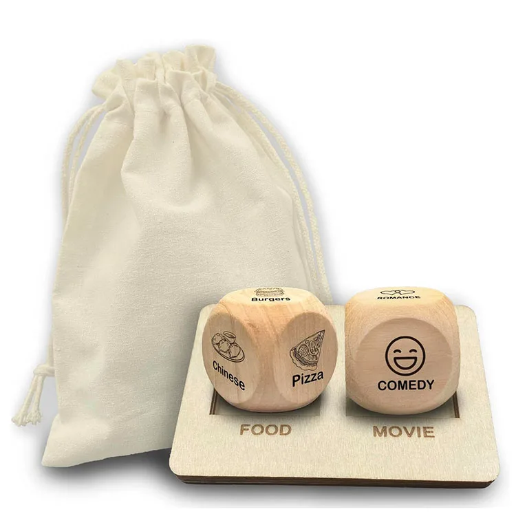 Decision Maker Dice Couple Games for Date Night Wooden - What to Watch Decision for Movie Cube, Date Decision Maker, Food Dice