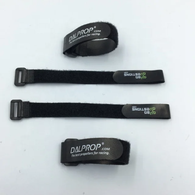 Anti-slip silicone hook and loop battery strap with plastic buckle Custom logo non-slip backing hook and loop buckle strap
