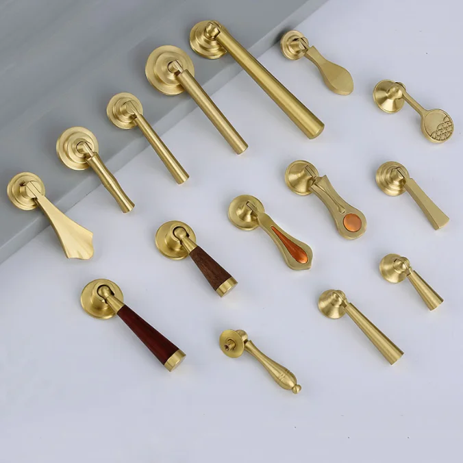 Zhuoqi Pure brass handle antique household hardware drawer cabinet door pendant single hole small handle