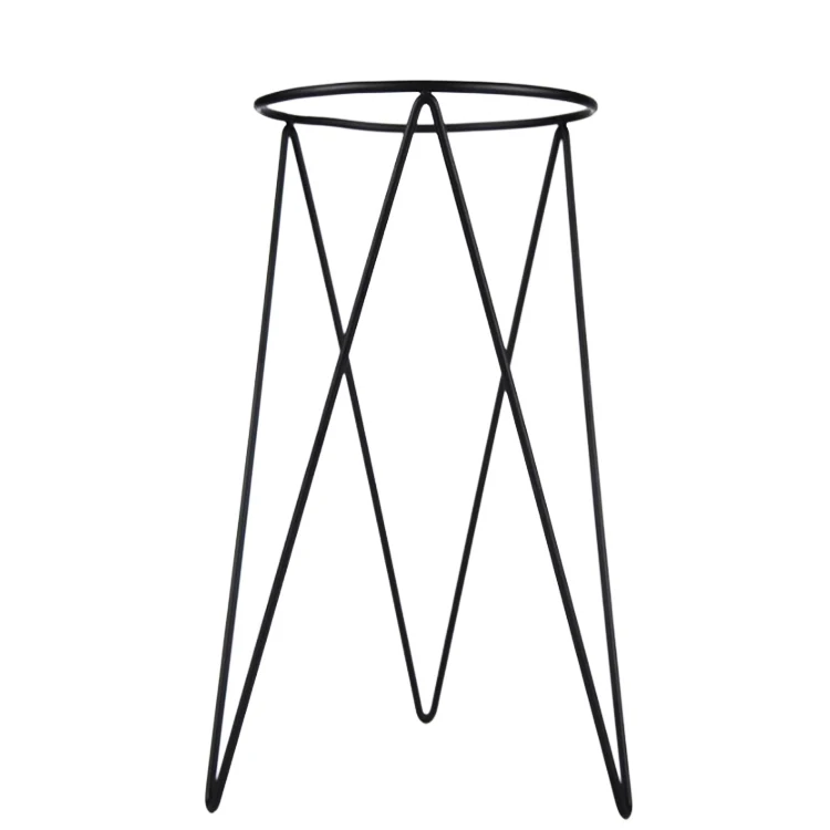 Tall Floor Garden Iron Flower Pot Stand With Triangular Base