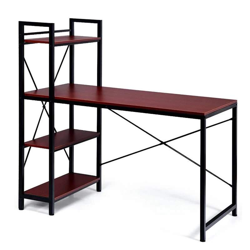 Home Office Desk with Shelves, Computer Desk Workstation, Sturdy Metal Frame Compact Studying Table for Home and Office