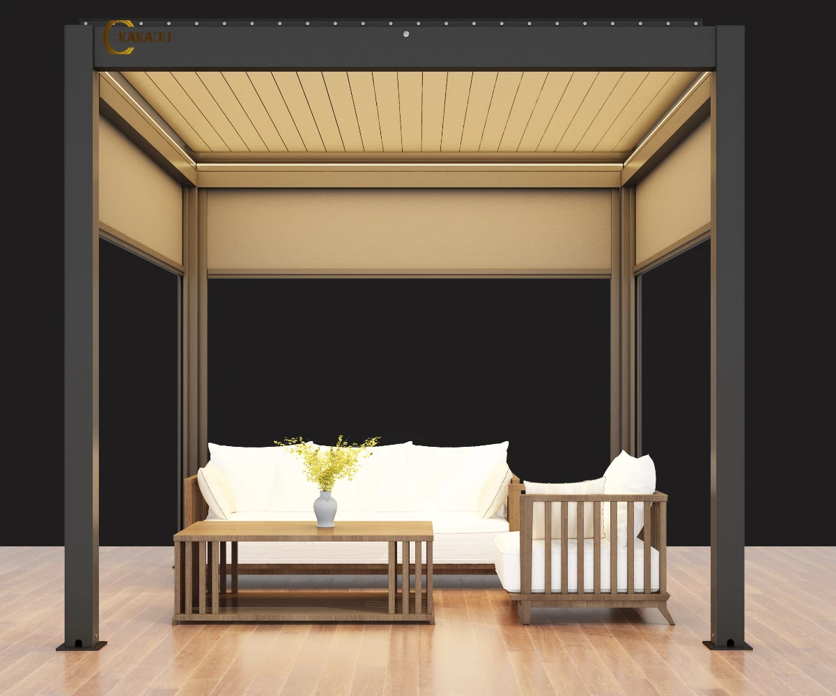 KAKADU 694-140 Outdoor Aluminum Pavilion with Louver Roof Beautiful Exterior Pergolas and Gazebos for Outdoor Use