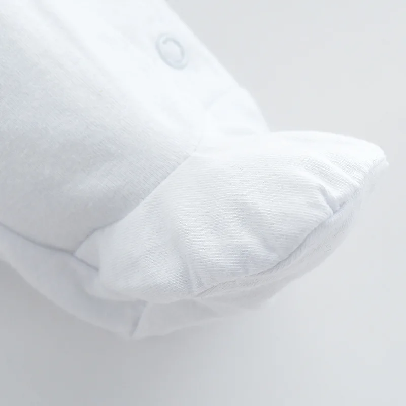 2pcs 100% cotton roupas infantil plain white infant wear baby footie with bib