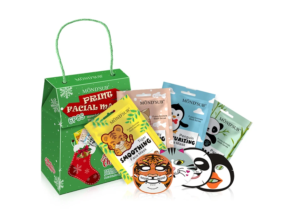 Moisture Animal Print Face Maskss Sheet Beauty for Kids Xmas Face Care Gift Set Mascarillas Faciales Functional Facial Masks