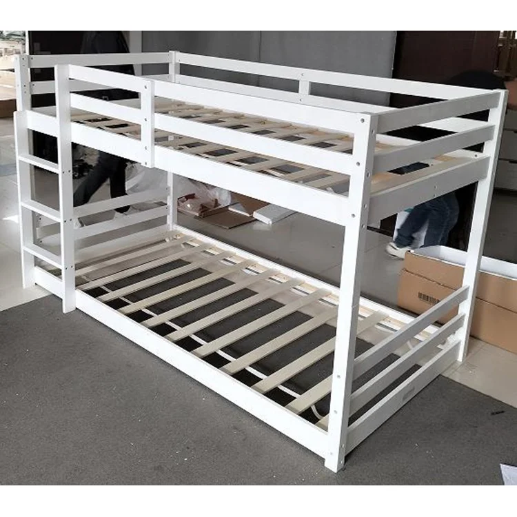 Bedroom furniture boy girl wood floor frame children kids double bunk bed, twin bed frame for kids