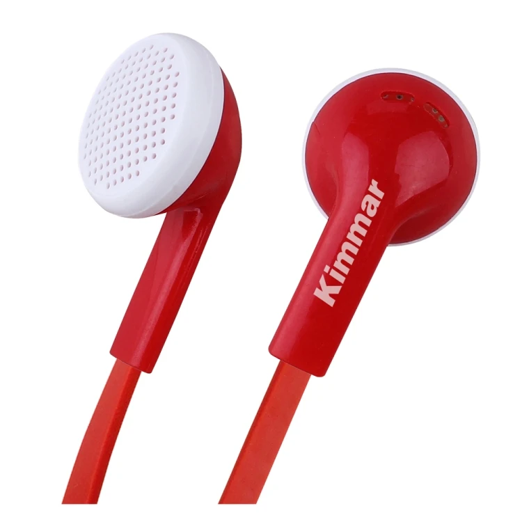 Durable flat cable 3.5mm plug crisp clear sound stereo wired in-ear earphone for mobile phone/MP3/MP4 use