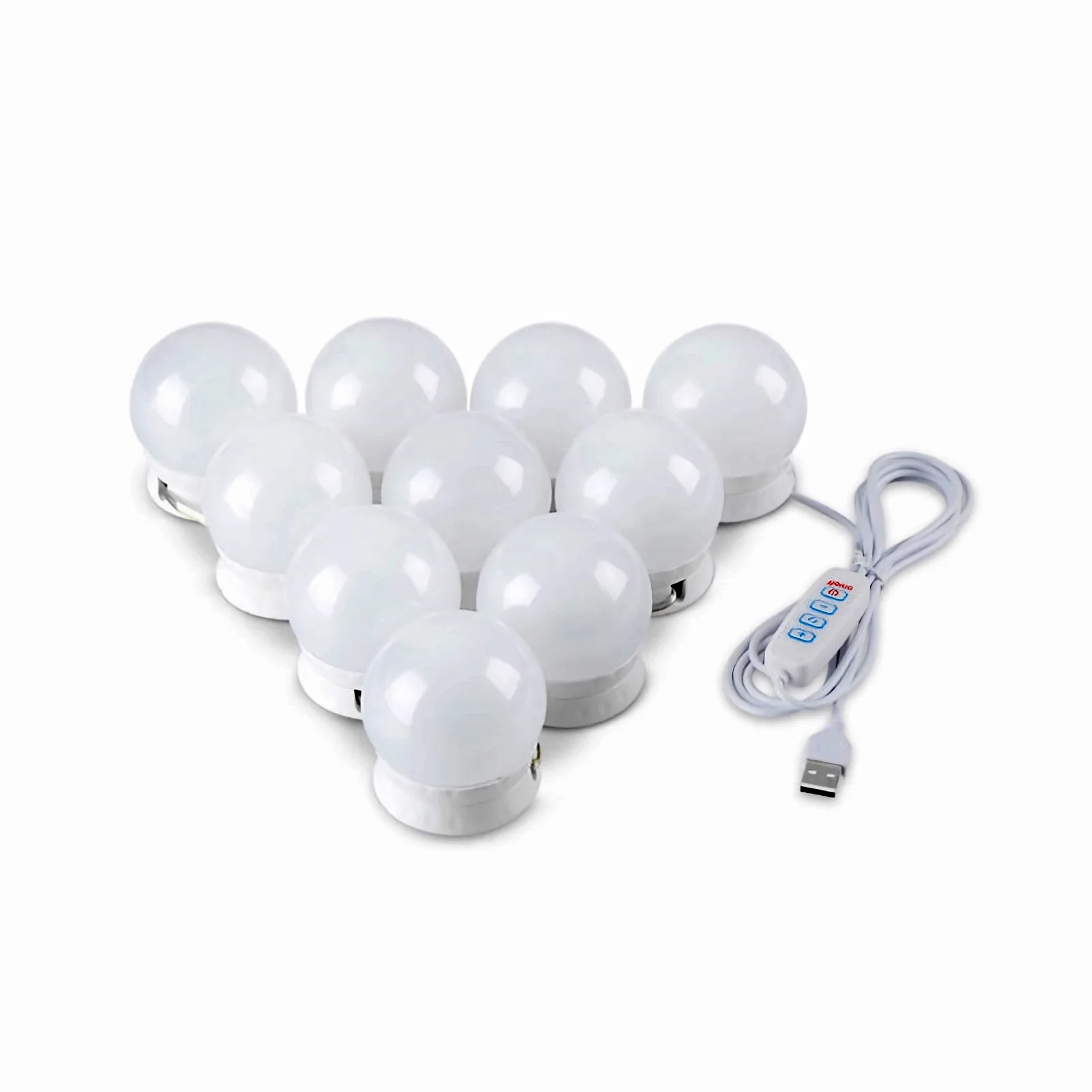 LED Vanity Mirror Light Bulbs, 10pcs Dimmable LED Bulbs, 3 Modes Adjustable, Hollywood Style LED Makeup Bulbs