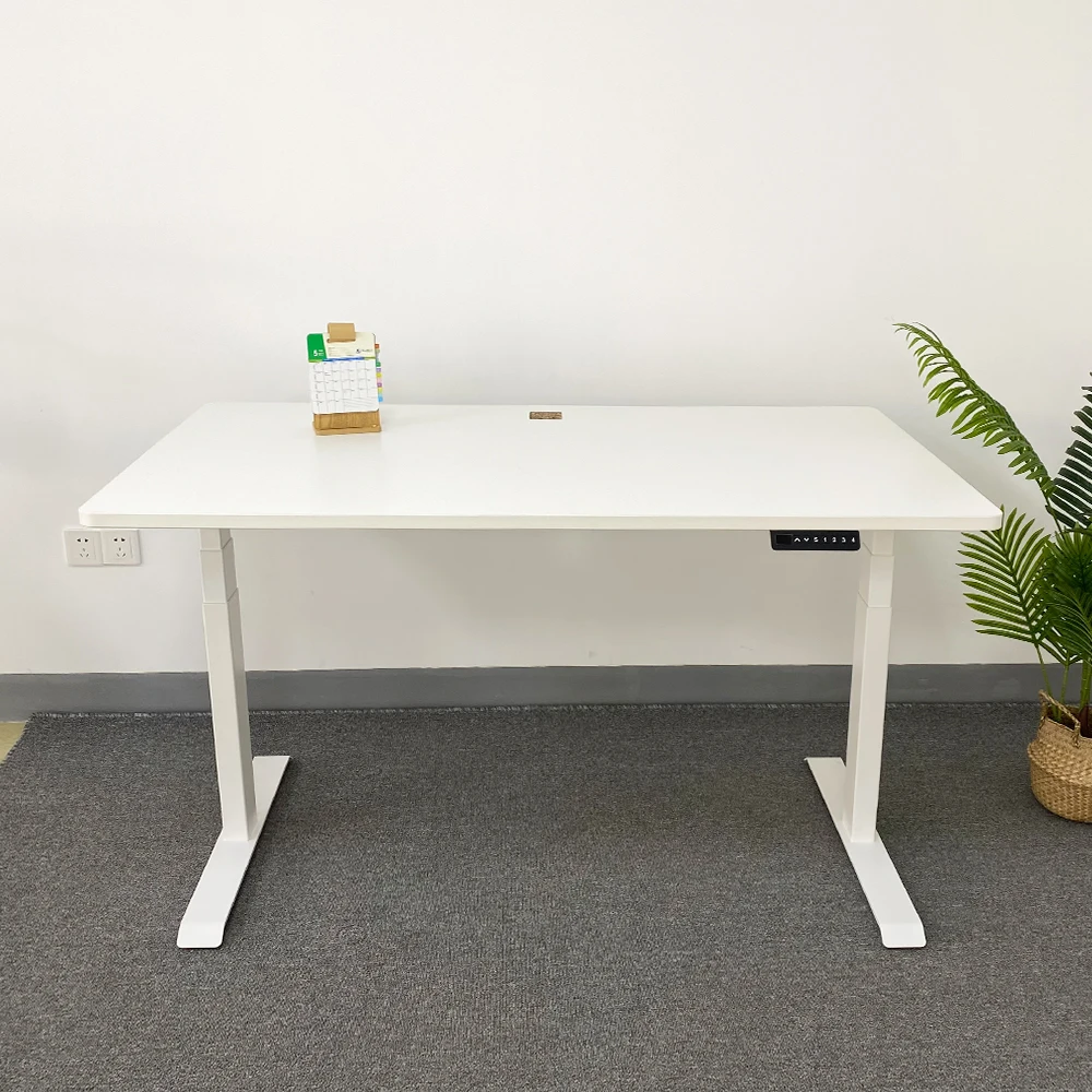 White Executive Office Desk Stand Up Electric Desk Adjustable Portable Electronic Computer Table