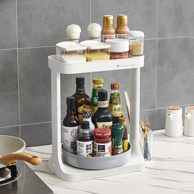 New Household Multifunctional Storage Rack Rotating Spice Rack Cosmetic Storage Desktop Organization Storage Tray