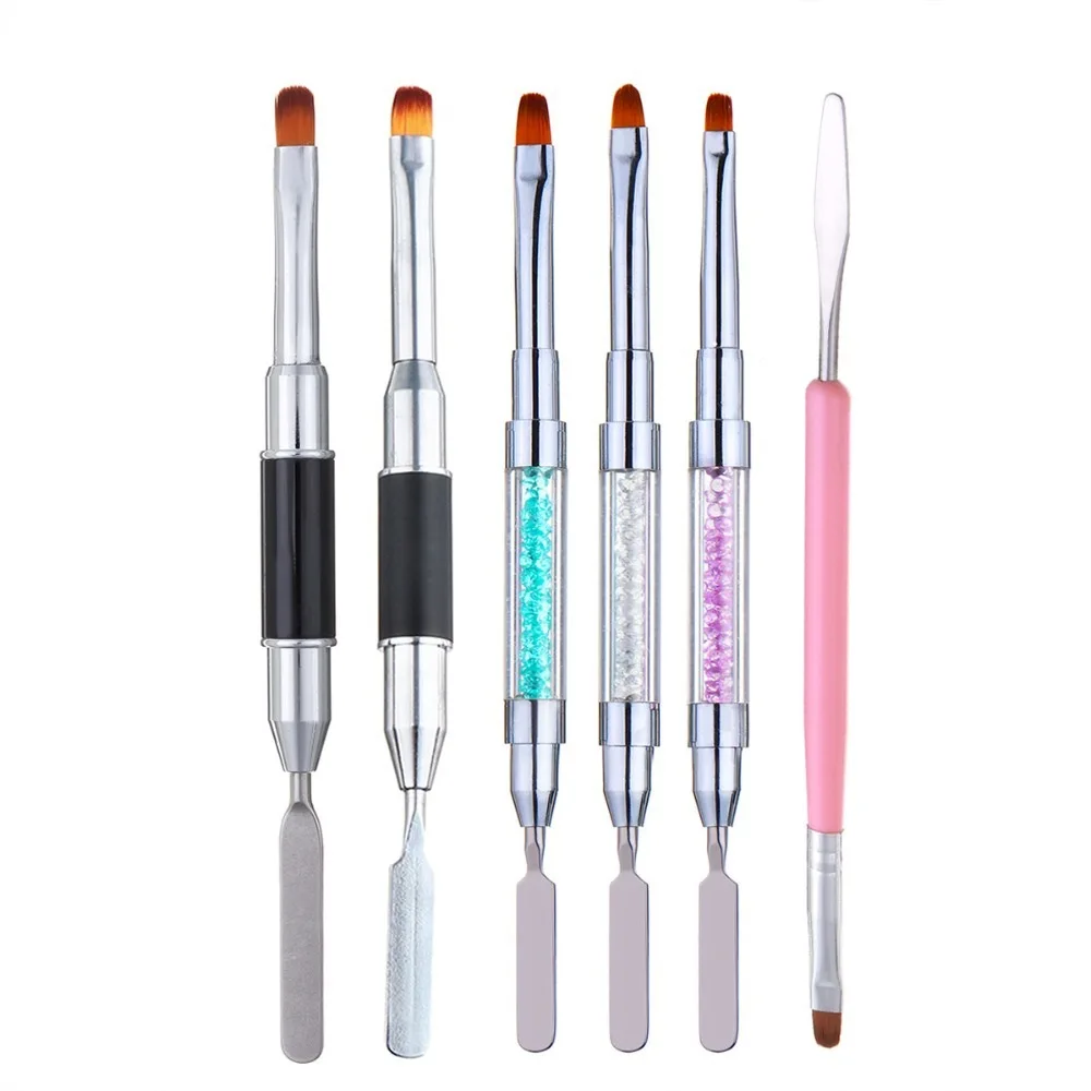 Dual ended Manicure Tool Pen Poly Gel Nail Brush 2 IN 1 Kolinsky Nail Art Brush