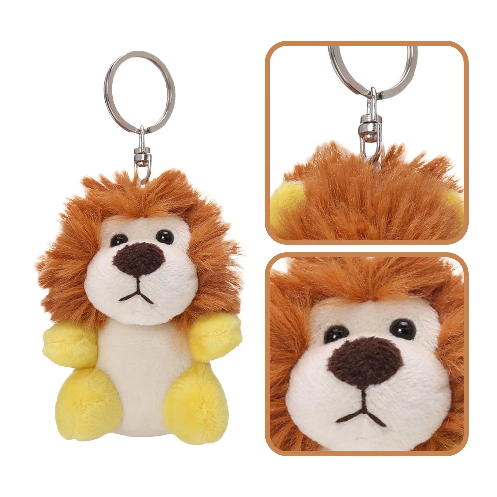 OEM Custom Animated Character Anime Keychain Figures Cheap Cartoon Mini lion Stuffed Animals Plush Toy