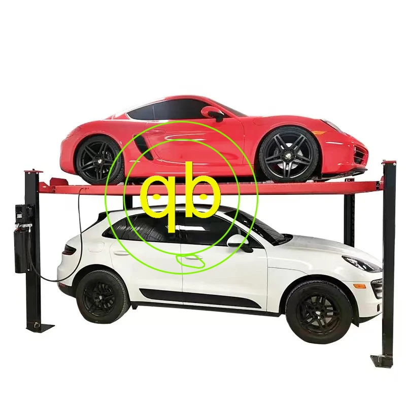 4-Post 2 Level Mechanical Vertical Car Parking Lift System Hydraulic House Family Garage Hoist Equipment Platform Car Lifter