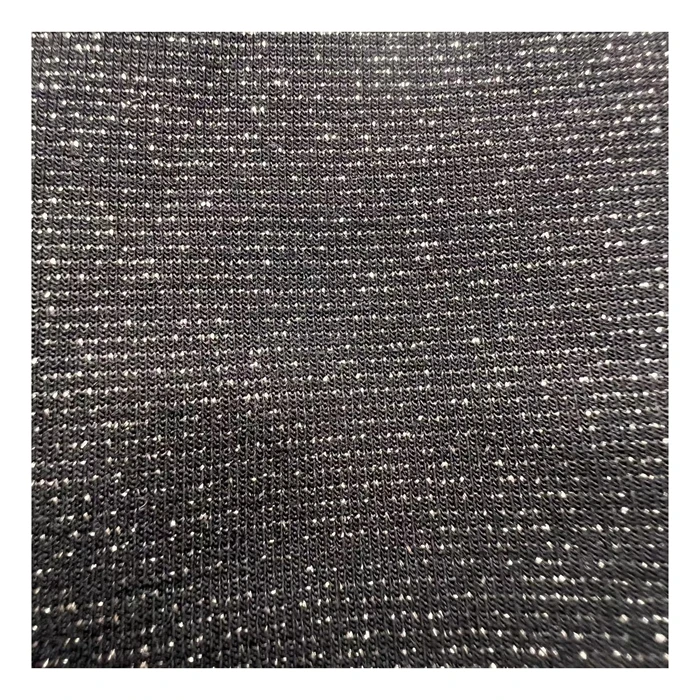 High quality 330gsm 65%polyester 20%rayon 10% silver lurex 6% spandex knitted TR silver stretch roma fabric