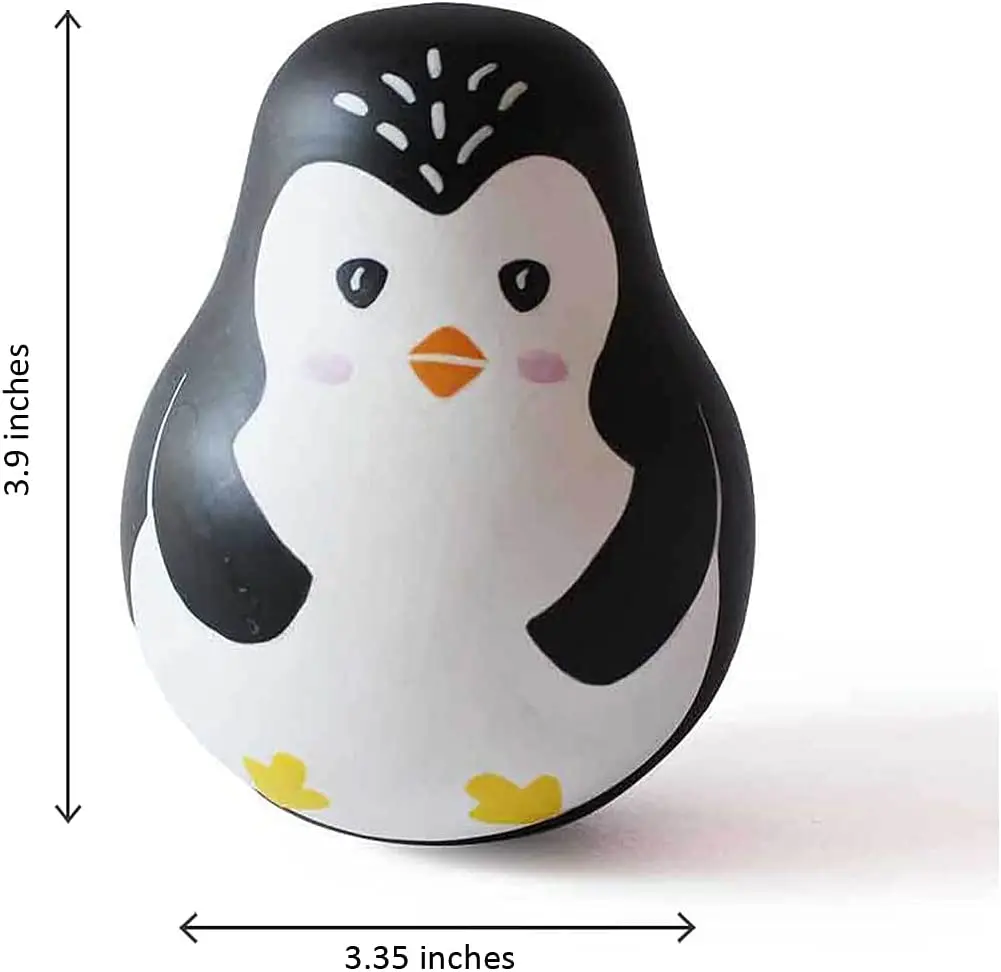 Wooden Poly Wobble Penguin Montessori Tumbler Toys Tumbler Wobbler Toys for Infant Boy Girl Gifts