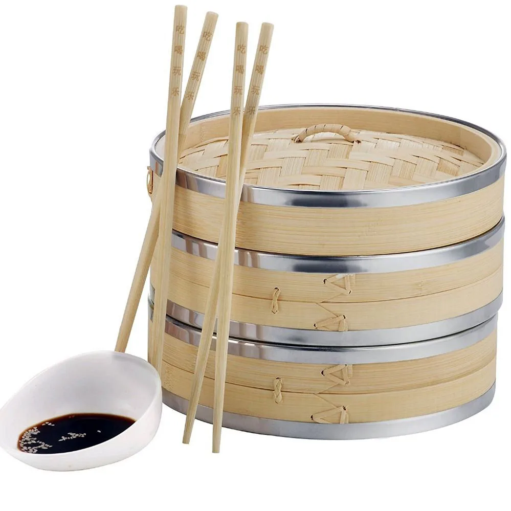 10 Inch bamboo steamer set Factory High quality Stainless Steel Food Steamer