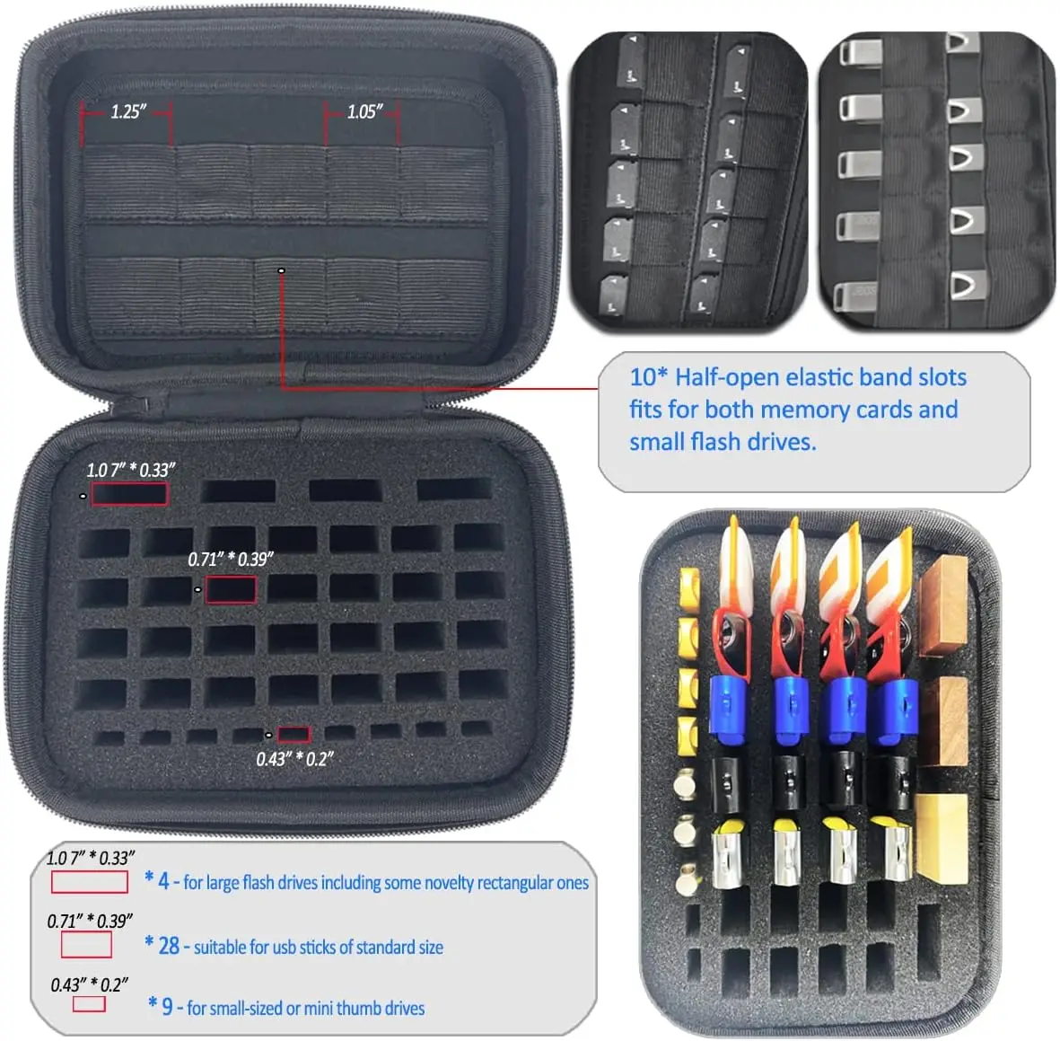 USB Flash Drive EVA Case Memory Card EVA Case EVA Storage Case for USB Drives